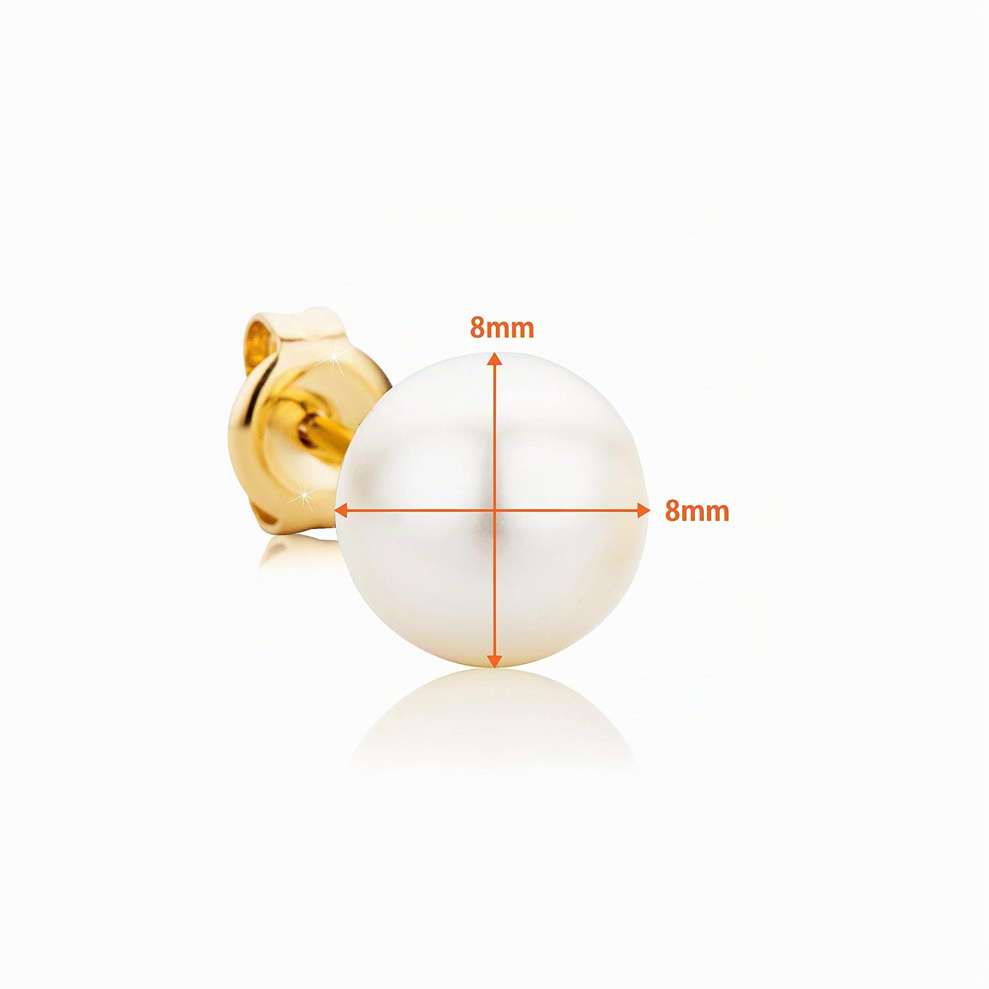 OROVI Ohrringe Gold- 9 karat (375) Gelbgold – Perlenohrringe, Ohrstecker Gold mit Weißen Süßwasserperlen 8.5 mm, Hypoallergene Perlen Ohrringe, Schmuck Damen, Gold Schmuck- inkl. edler Schmuckbox