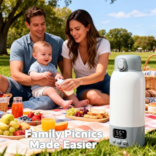 Image of 17oz Portable Bottle Warmer for Travel, Milk Warmer, Portable Water Warmer for Breastmilk & Formula, Bottle Warmer On The Go, Fast and Even Heating, Leakproof, with Adapter