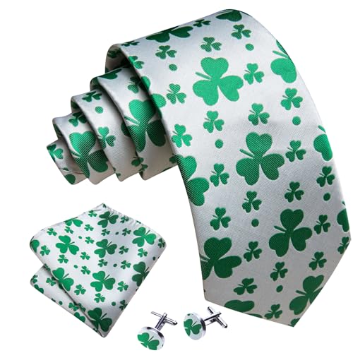 Image of Barry.Wang Fun Animal Ties for Men Designer Handkerchief Cufflink WOVEN Casual Necktie Set Festival