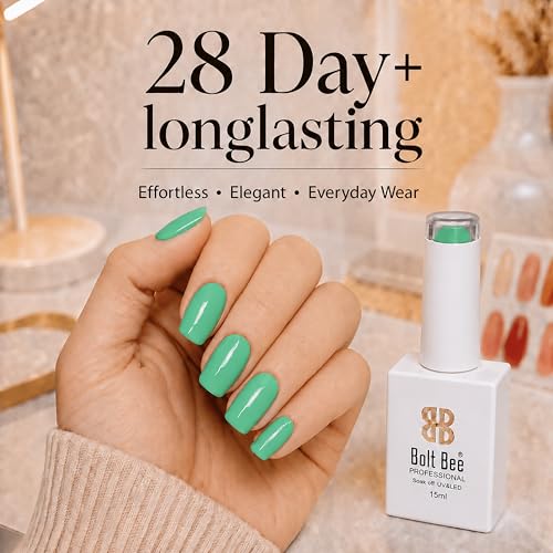 Image of Bolt Bee Fresh Mint Color Gel Nail Polish Soak Off UV Gel DIY at Home 15ML Manicure Salon Nail Art