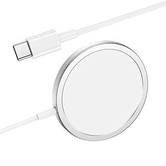 Candytech 15W Wireless Charger, Fast Charging, and Type-C Port, Magnetic Cable for for iP16/16 Plus/16 Pro/Max,15/15 Plus/15 Pro/15 Pro Max, 4/13/12, Series (White)