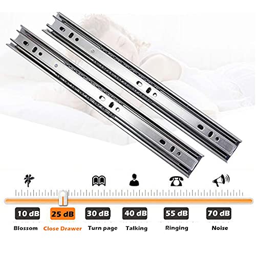 Image of Gobrico Noiseless 20-inch 100 Lb. Full Extension Ball Bearing Drawer Slides Soft Close Rail Runners Heavy Duty 2Pair