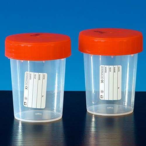 105178 Urinbecher mit rotem Schraubdeckel, 180 mL (200-er Pack)
