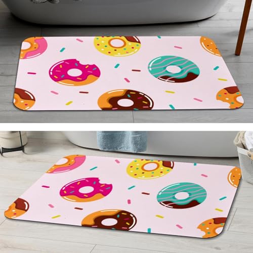 Tapis de bain fin et lavable motif beignets : idéal pour sortie de douche
