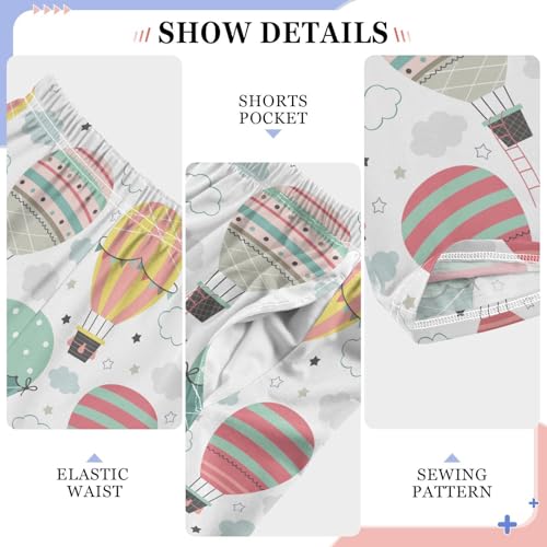 Hot Air Balloon Clouds Boys Long Pants Soft Trousers Elastic Waist Kids Lounge Bottoms with Pockets S-XL4