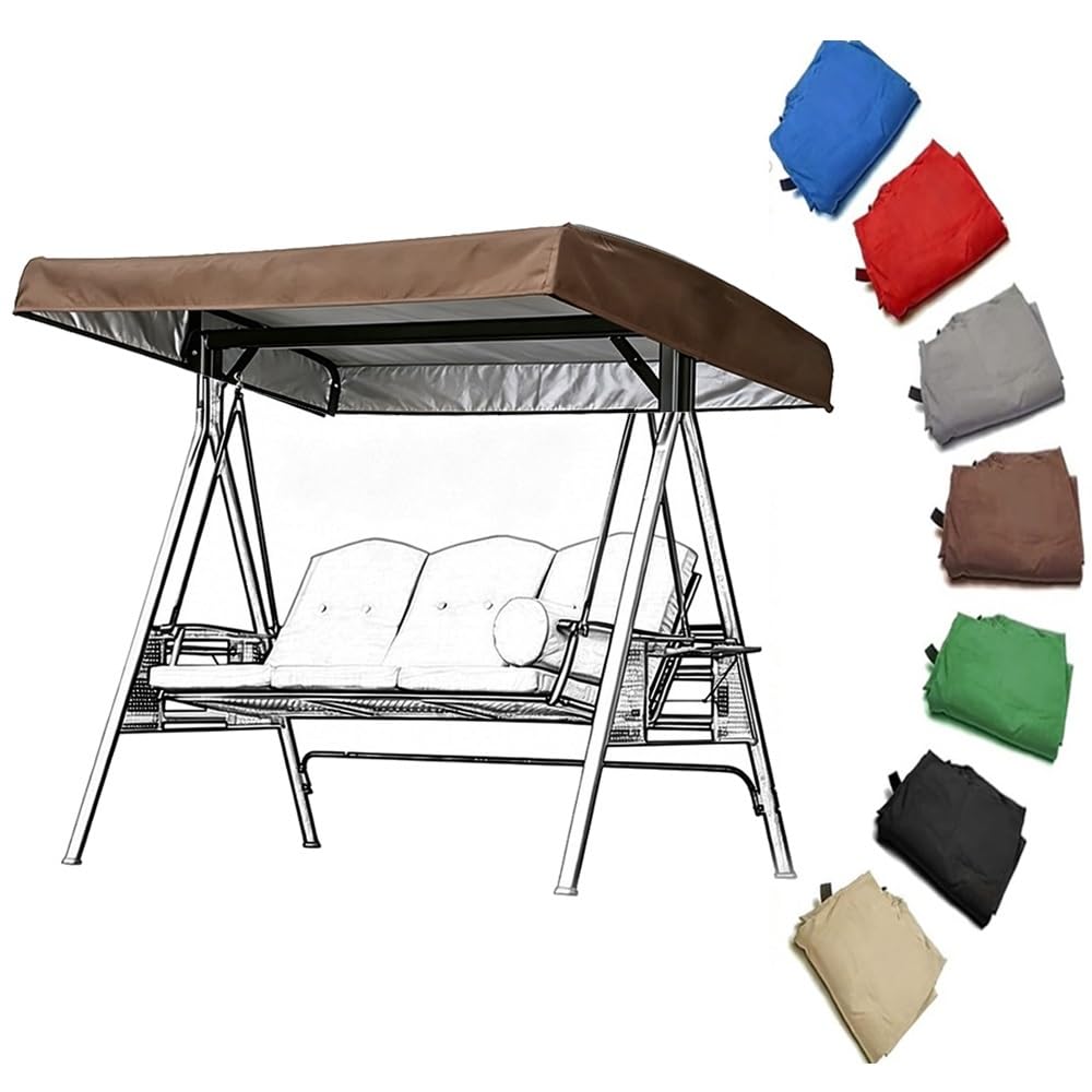 RTVGNSZSJL 84x48in 75x47in Swing Canopy Replacement Cover Outdoor Sun Shade Awning Porch Swing Replacement Canopy Top Cover For Garden Yard Patio(Brown,75x47x9in(191x120x23cm))