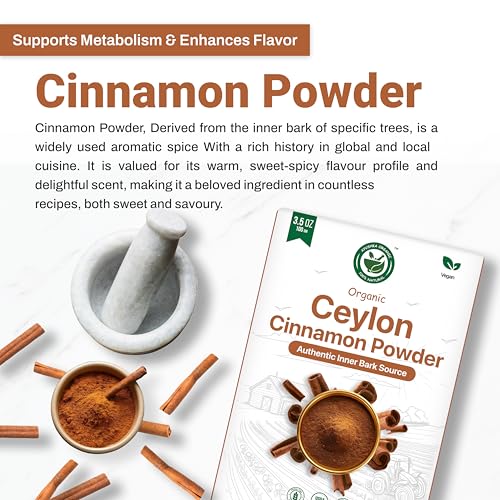 AYUSHKA ORGANIC Ceylon Cinnamon Powder, USDA Organic Ground Cinnamon, 3.5 Oz - image 3