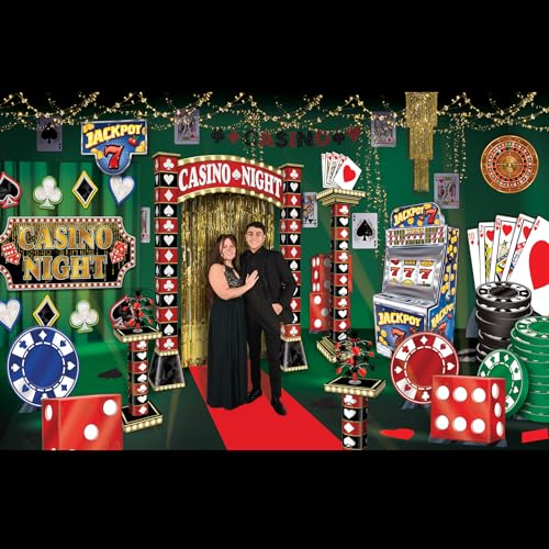 Beistle 7' 7.5" x 5' 2.75" Las Vegas Archway Photo Prop Casino Décor for Prom Decorations, Gambling Game Night Party Supplies