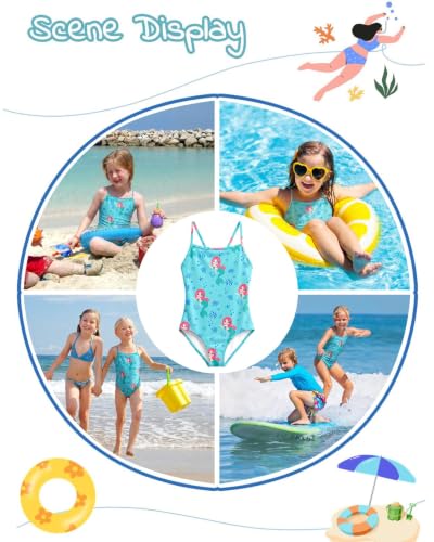 Image of weVSwe Baby Girl Swimsuit One Piece Swimsuit Cute Toddler Girls Sleeveless Bikini Kids 2-10 Years