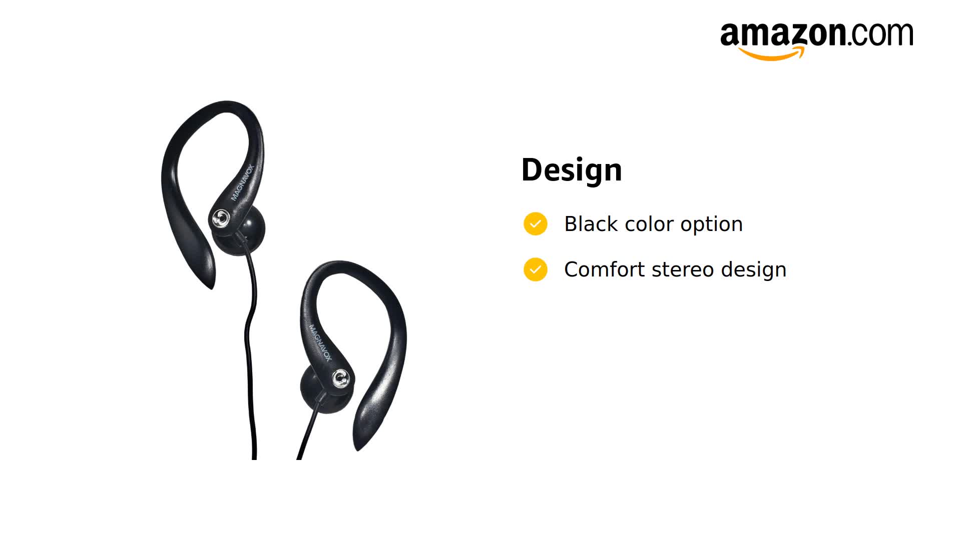 Amazon.com: Magnavox MHP4854-BK Earhook Earbuds with Microphone in