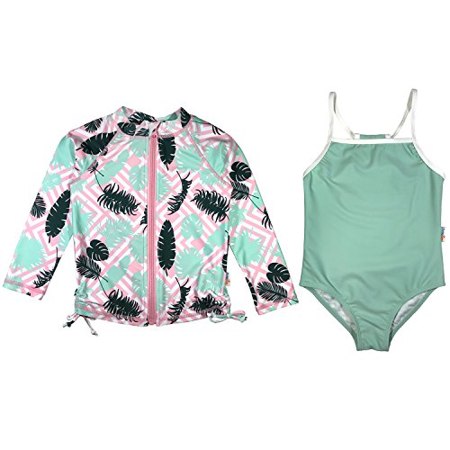 Image of SwimZip Girls' Long Sleeve Rash Guard & 1-Piece Swimsuit - UPF 50 Sun Protection