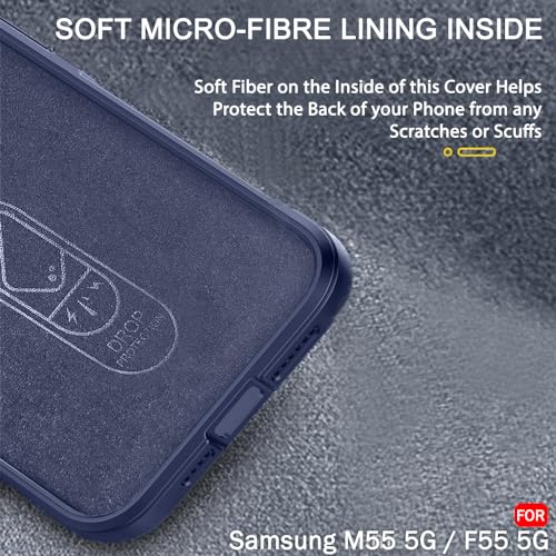 Image of TheGiftKart Liquid Silicon Back Cover Case for Samsung Galaxy M55 / M55s / F55 5G | Shockproof Military Grade Protection | Micro-Fibre Cloth On Inner Side | Built-in Anti-Slip Grip Cover (TPU, Blue)