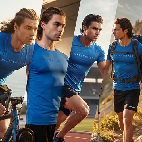 Image of MuscleBlaze Half Sleeve Compression T-Shirts for Men