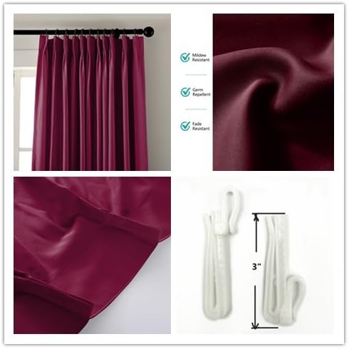 Macochico Outdoor Curtains Noise Reducing Lightproof Home Decoration Burgundy Waterproof Blackout Pinch Pleat Draperies for Patio Garden Gazebo Porch Living Room 52W x 84L (1 Panel)