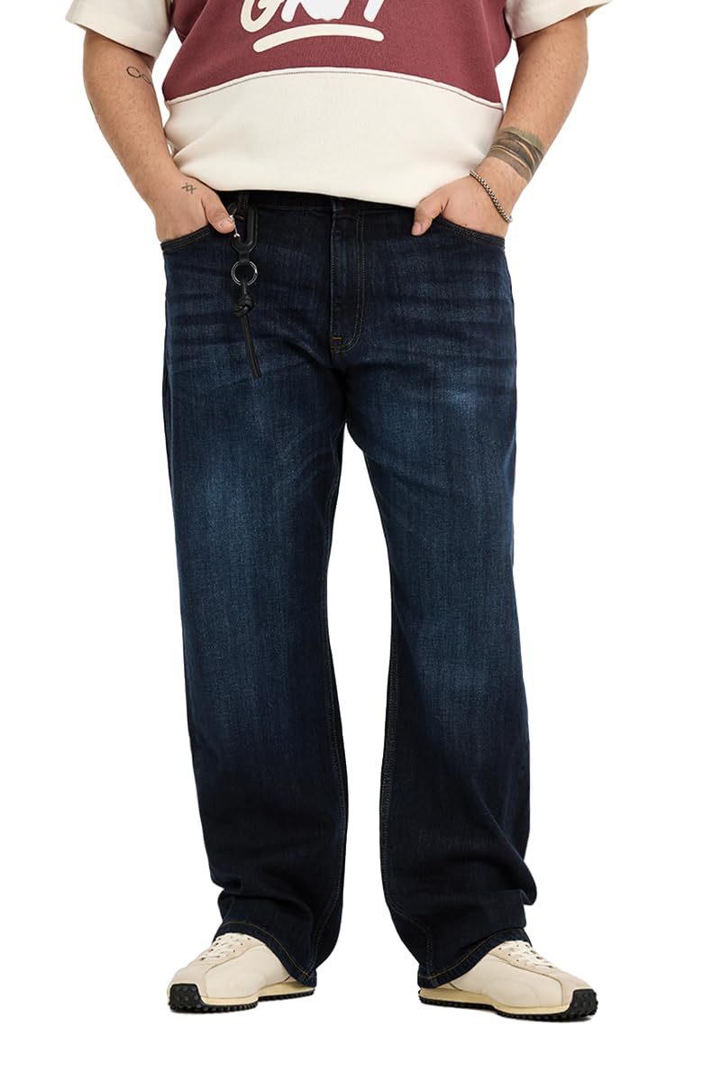Men Casual Denim Plus Size Jeans | Regular Fit Straight Leg Mid Rise Design | Premium Cotton-Blend Fabric with Medium Stretch & Durable Stitching for Everyday Wear-image-47