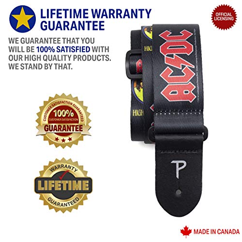 P Perri’s Leathers Ltd. LPCP-8014 ACDC 2″ Polyester Guitar Strap - Les Beatles, Paul McCartney, John Lennon, RIngo Starr, George Harrison P Perri's Leathers Ltd. LPCP-8014 ACDC 2" Polyester Guitar Strap – Image 4