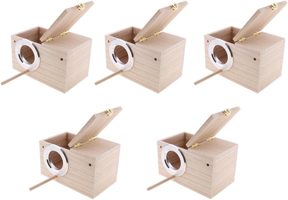 homozy 5Pcs Bird Nests Box for Cages Parakeet Breeding Box Wood Budgie House for Cockatiel Parrot Mating Aviary Box - S