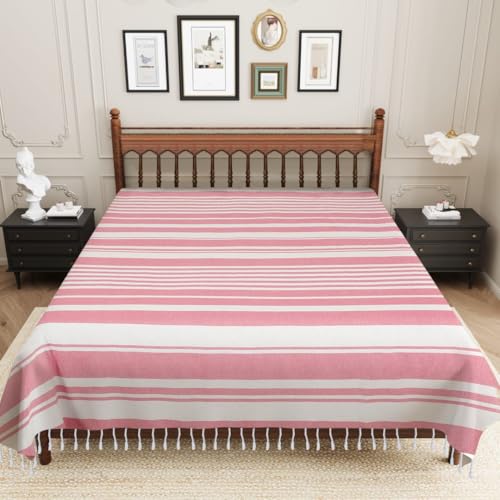 Image of 210 TC Cotton Bedsheet | Handmade Double Bedsheet | Handloom Bedsheets | Without Pillow Cover | Warm Double Bedsheet for Winter | Bed Sheet Size (90X100 Inches, 7.5 x 8.3 Feet (Languid Lavende)