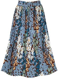 Skirts Womens Real Empire Polyester Skirt Printed Half Large Size Elastic Waist Skirt,Sky