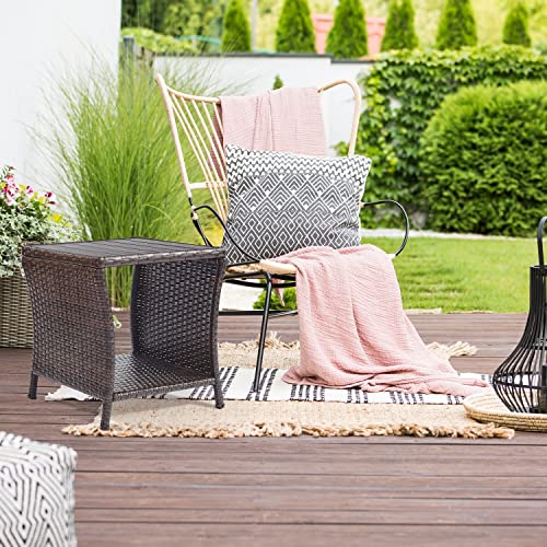 Patio Novagarden SF2258A Outdoor Side Table For Patio Small Rattan Wicker Coffee Table Balcony Table Outside End Table thumb #3