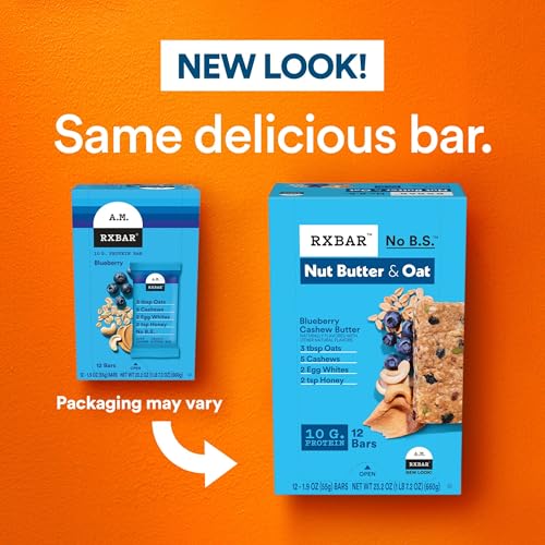 RXBAR Nut Butter and Oat Protein Bars, Protein Snacks, Snack Bars, Blueberry Cashew Butter, 23.2oz Box (12 Bars) - Image 3