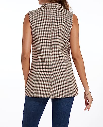 MINTLIMIT Womens Casual Vest Sleeveless Blazer Button Front Jacket Office Fully Lined Notched Lapel Long Blazers with Pockets2
