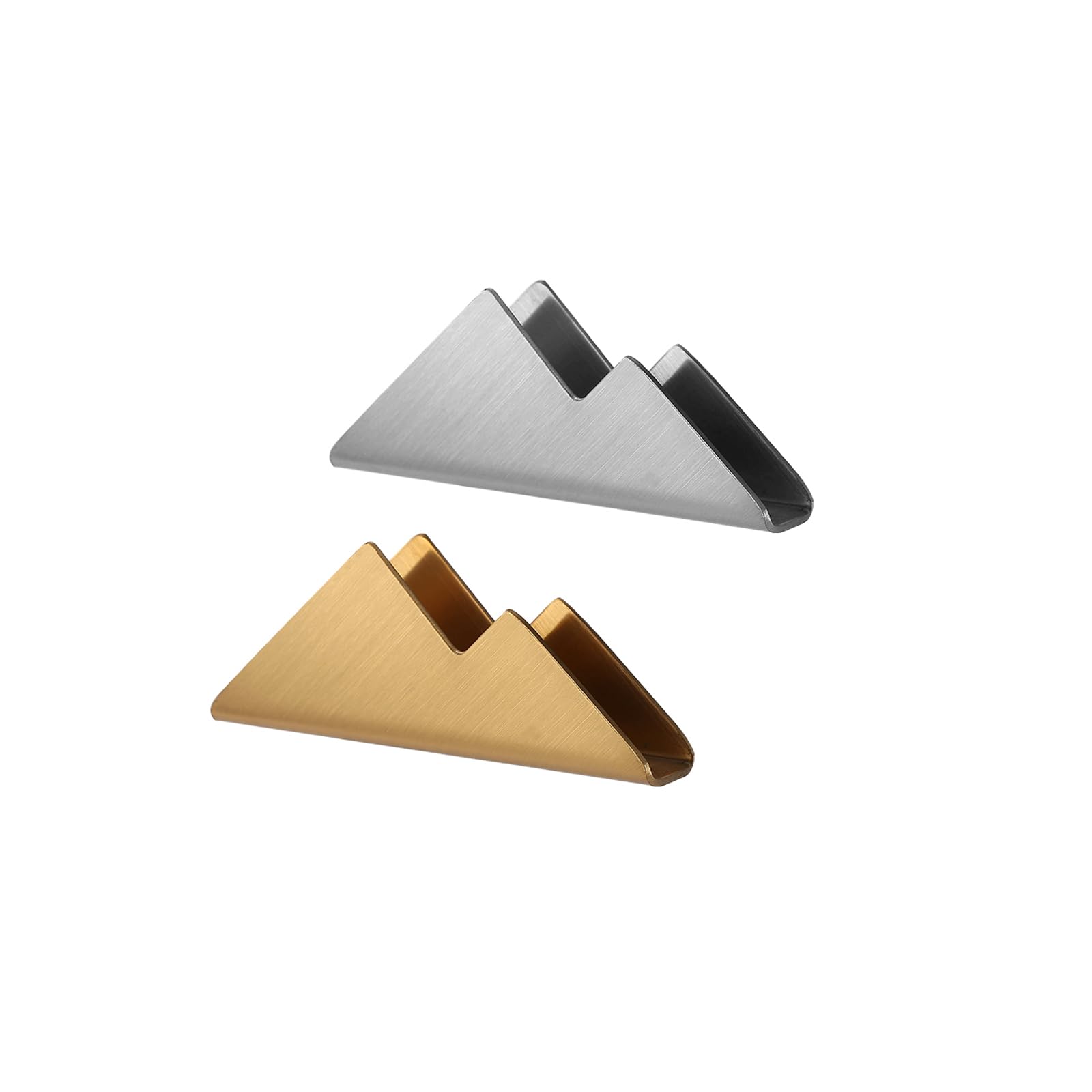 enyuwlcm Metal Business Card Holder for Desk Stainless Steel Business Card Stand for Office Tabletop Counter Organizer 2 Pack (Gold&Silver)