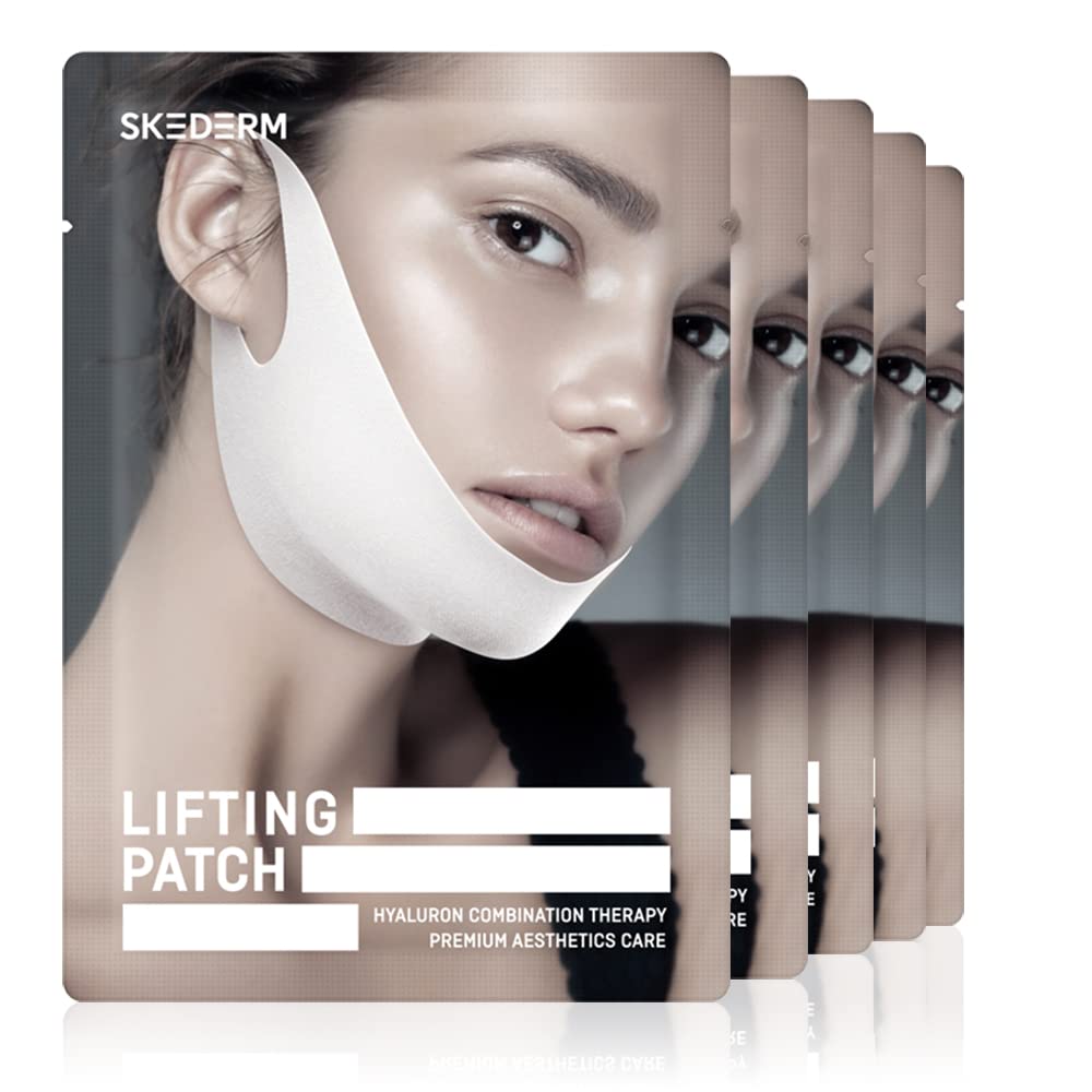 SKEDERM Lifting Patch Hyaluron, V Line Chin Strap, Reduces Double Chin, V Line Mask 5 pcs