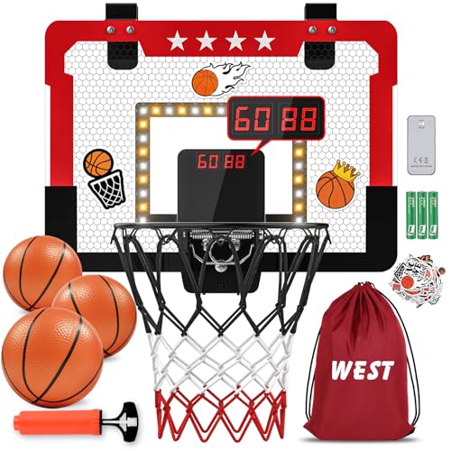 Indoor Basketball Hoop for Kids, Mini Basketball Hoop with Double Electronic Scoreboard...
