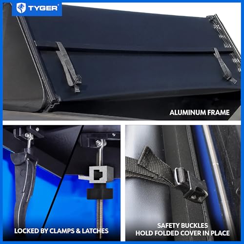 Image of Tyger Auto T3X Soft Tri-Fold in Fabric Truck Bed Tonneau Cover Compatible with 2024-2025 Ford Ranger | 5' (61 inch) Bed | TG-BC3F1205X
