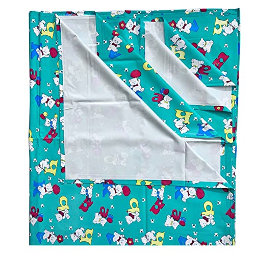 Image of EcoSoft Plastic Sheet,PVC Sheet for Kids,Rubber Sheet for Babies,Bed Wetting Protector(90 x 135 cm) (Green Alphabet)