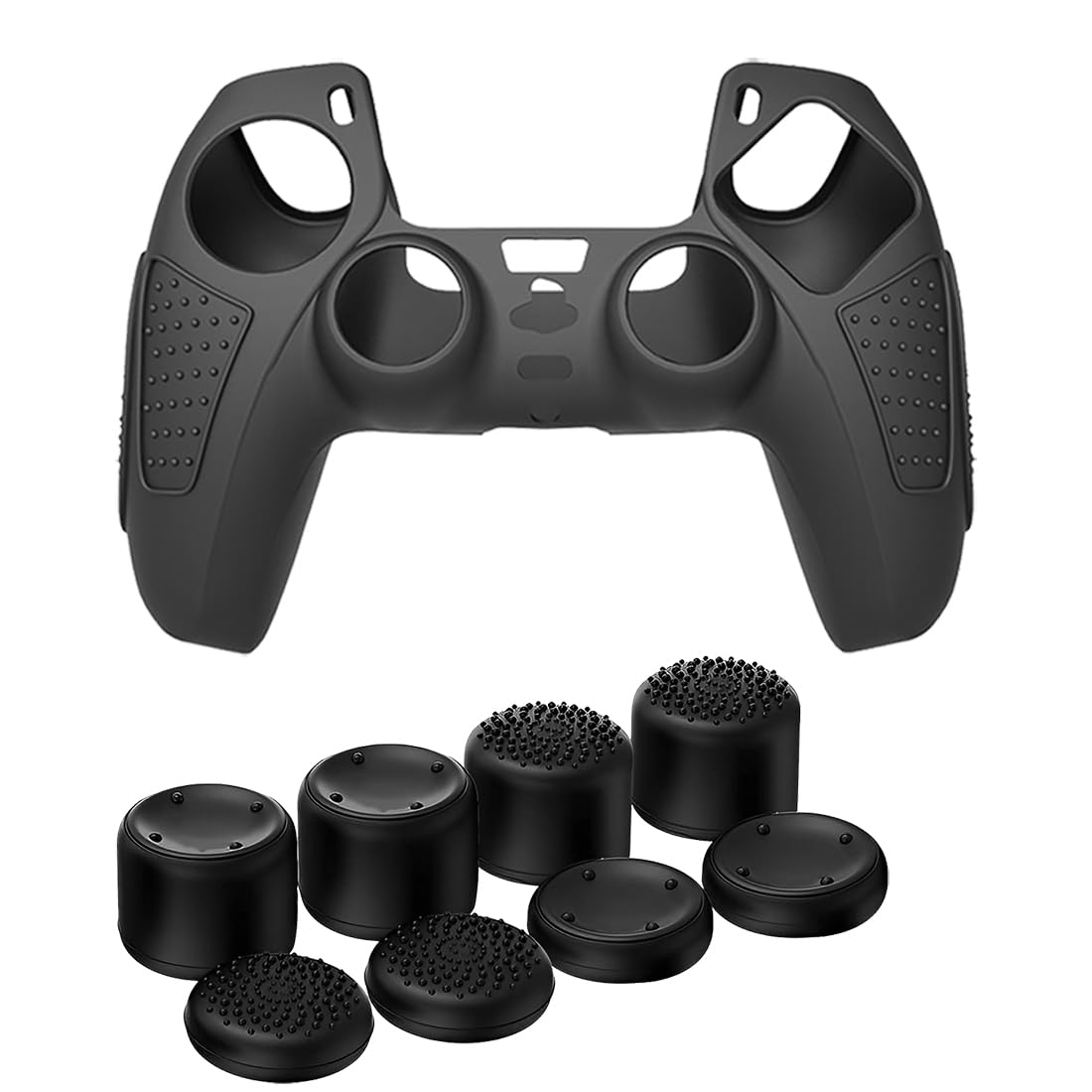 OIVO INDIA Black Dotted Design Cover for PS5 Game Controller Remote Sleeves with Black ThumbGrip Set Compatible with Sony PlayStation 5 Remote (Combo)-image-22