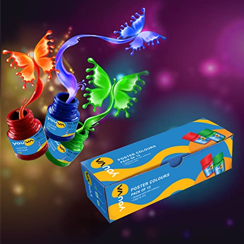 Image of YOUVA Navneet|Poster Colours For All Age Groups|Liquid Colours|10 Ml Each|Pack Of 12, Multicolour
