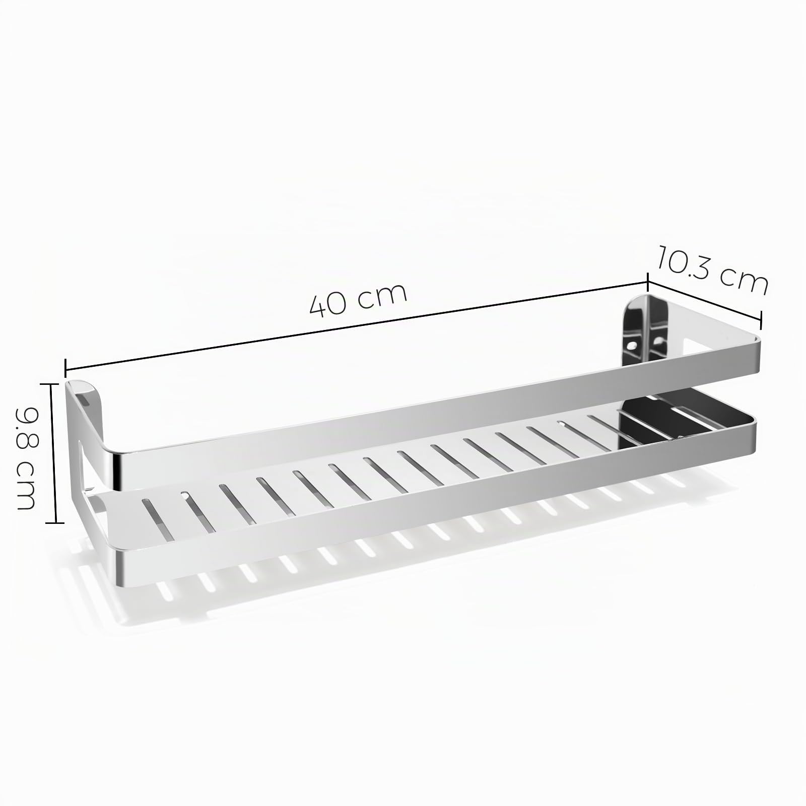 QL Mensola Doccia,Portaoggetti Doccia in Acciaio Inox SUS304,Mensole Bagno Design Minimalista,Cestino per Doccia 40CM,Cromo