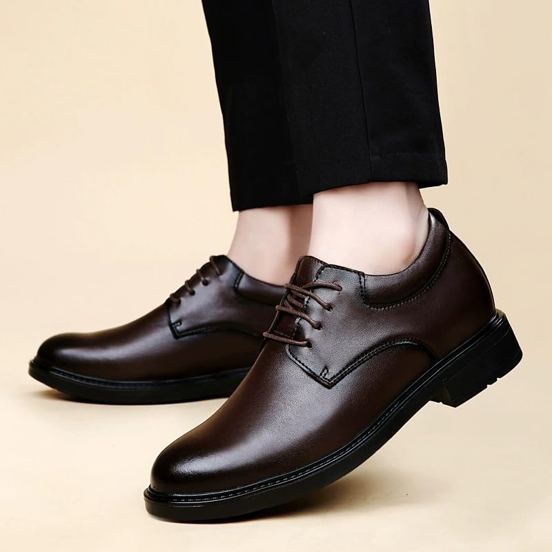 Mens Leather Dress Shoes Business Casual Lace-Up British Style Thick Sole Comfortable Gentlemen Oxford Formal Shoes2