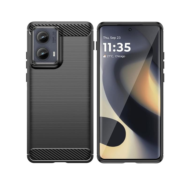 Image of Carbon Fiber Shockproof Zebra Back Cover for Moto Edge 5G 2024 - Black
