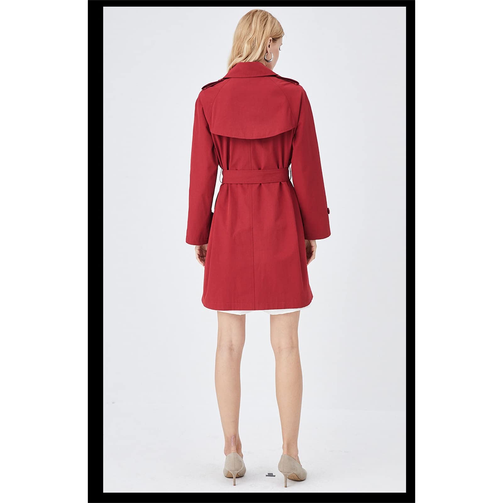 Yytcsjz Trench coat da donna doppio petto, Donna Mid Length Classic Lapel con cintura Trench Coat, Giacche sottili a maniche lunghe, per primavera e autunno, shopping e lavoro