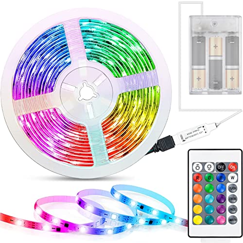 ALFFREUDE Striscia LED 2M Luci LED Colorate Intelligente RGB con Telecomando RF a 24 Tasti, Strisce LED Colorati Dimmerabile 16 Colori 4 Modalità per Casa, Cucina, Festa, TV, Decorazione