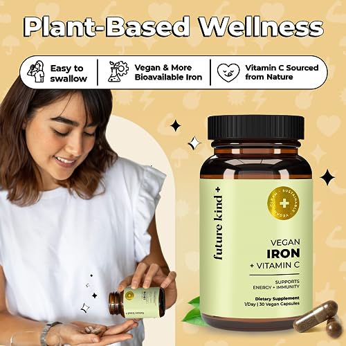 Future Kind Vegan Iron Supplement With Vitamin C (30 Iron Capsules) In Glass Bottle thumb #6