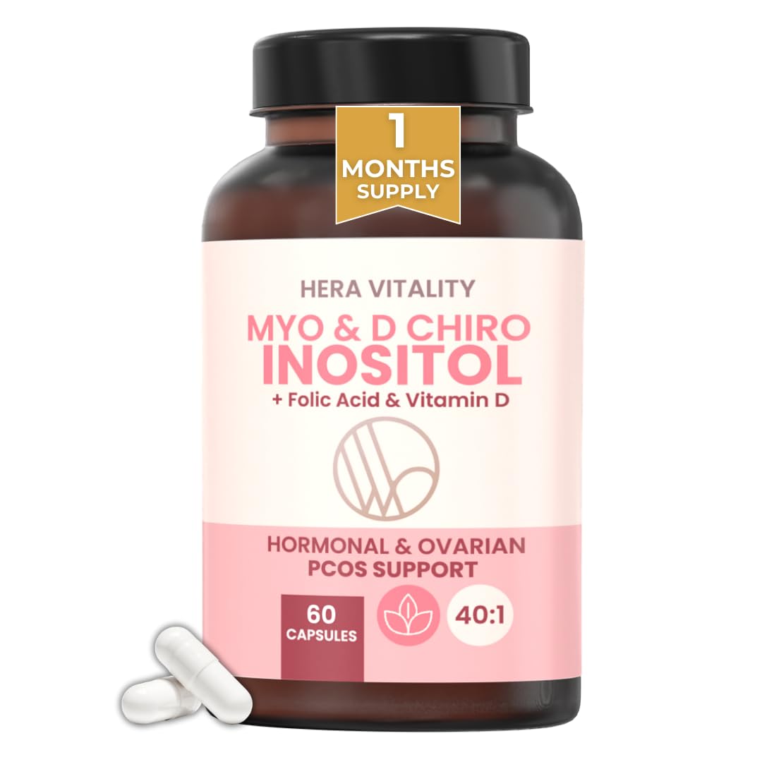 Inositol Supplement for Women – 60 Capsules | Myo-Inositol & D-Chiro 40:1 with Vitamin D & Folic Acid | PCOS, Fertility, Hormonal Balance, Cycle Support – HERA Vitality