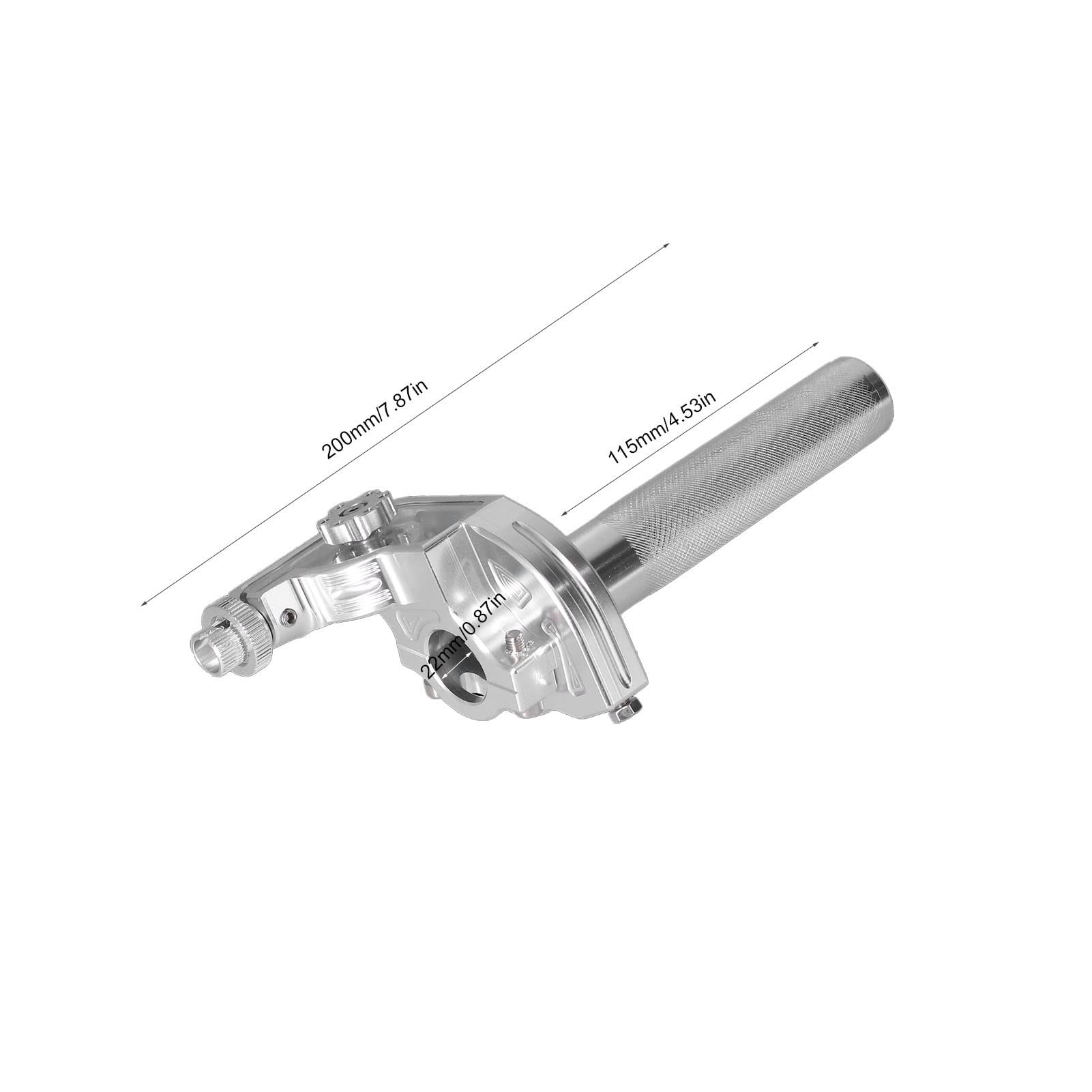 VOBOR Empuñaduras de Acelerador de Aluminio, CNC 22mm/0,87 Pulgadas Manillar, Motocicleta Manija de Acelerador de Repuesto(Plata)