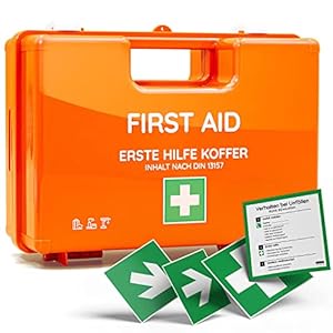 Erste Hilfe Koffer nach neuer DIN 13157:2021 | Gefüllt, inkl. Wandhalterung und gratis Aufklebern | Erste Hilfe Kasten…