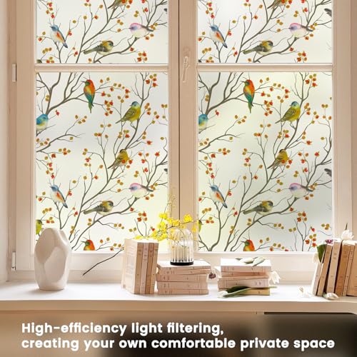 Image of DKTIE Stained Glass Window Film Non-Adhesive Static Cling 35.4in X 118.1in