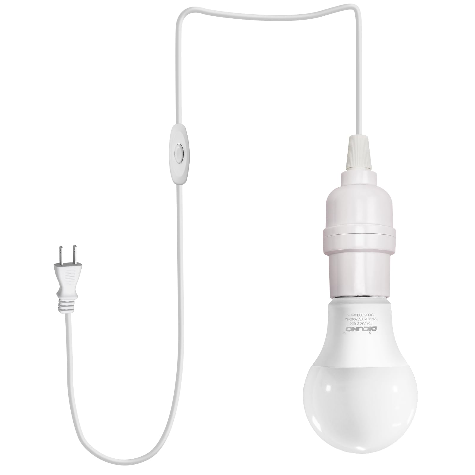 Amazon.co.jp: DiCUNO コード付きソケット E26口金 LED電球付き 昼白色