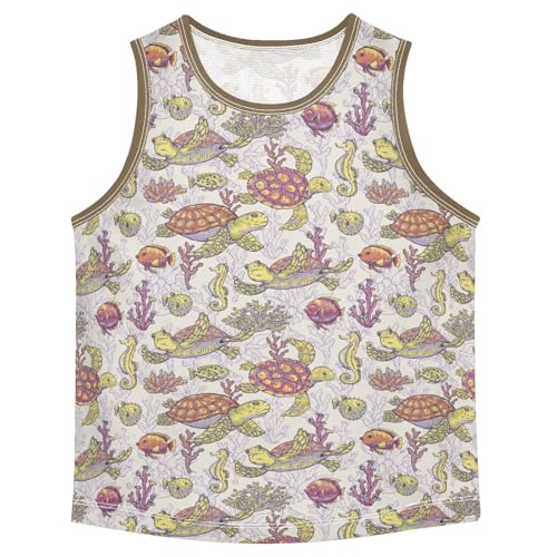 Baby Boys Sleeveless Tank Top Sea Turtle Coral Toddler Athletic Vest 3-10T