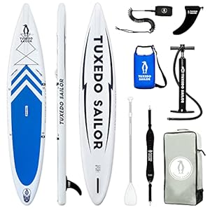 Tuxedo Sailor Tabla inflable de remo inflable SUP inflable, tabla de paddle para niños, tabla de remo, accesorios para pesca, yoga, turismo, surf y carreras