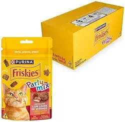 FRISKIES® PARTY MIX Petisco para Gatos Adultos Carne, Cordeiro e Carne Suína 40g - Display 15 Unidades
