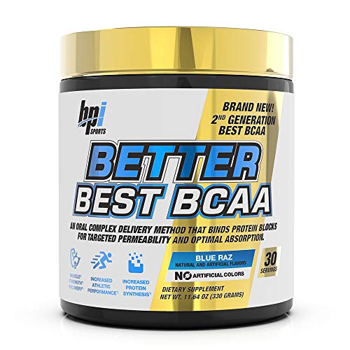 BPI Sports Better Best BCAA - BCAA Powder - All-in-One Amino Acids, Citrulline & MCT - Pre Workout for Lean Muscle Building, Muscle Recovery & Metabolism - 30 Servings 11.64 oz. (Blue Raz)