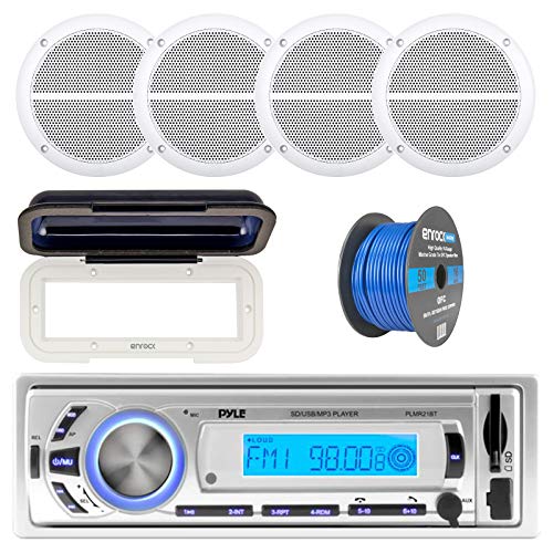 Pyle PLMR21BT Marine Boat USB/SD/MP3 Bluetooth Stereo Receiver With Waterproof Cover Bundle Combo