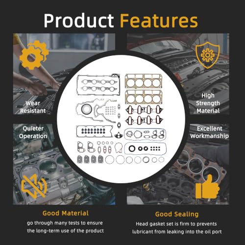 Image of Head Gasket Set 4.8L 5.3L, 2002-2011 for Chevy Avalanche /Express /Suburban /Silverado /Tahoe, for Buick Rainier, for GMC Envoy /Savana /Sierra /Yukon, for Isuzu Ascender, for Escalade, HS26191PT-1(78pcs)